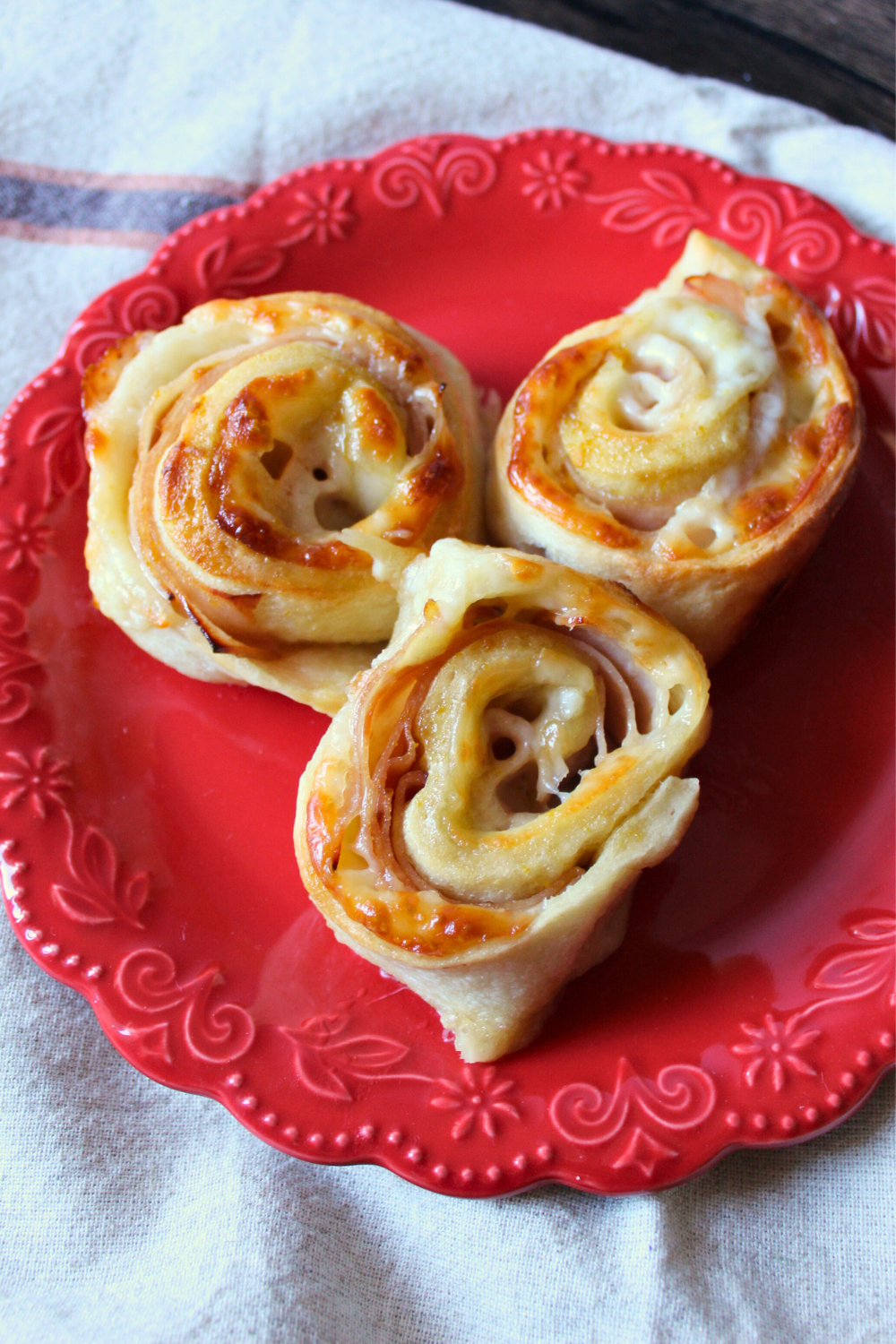 Baked Ham and Cheese Roll Ups Easy and Quick Weeknight Kid-Friendly Hot Meals Made with Pizza Dough March Madness Tailgate Recipes My Farmhouse Table
