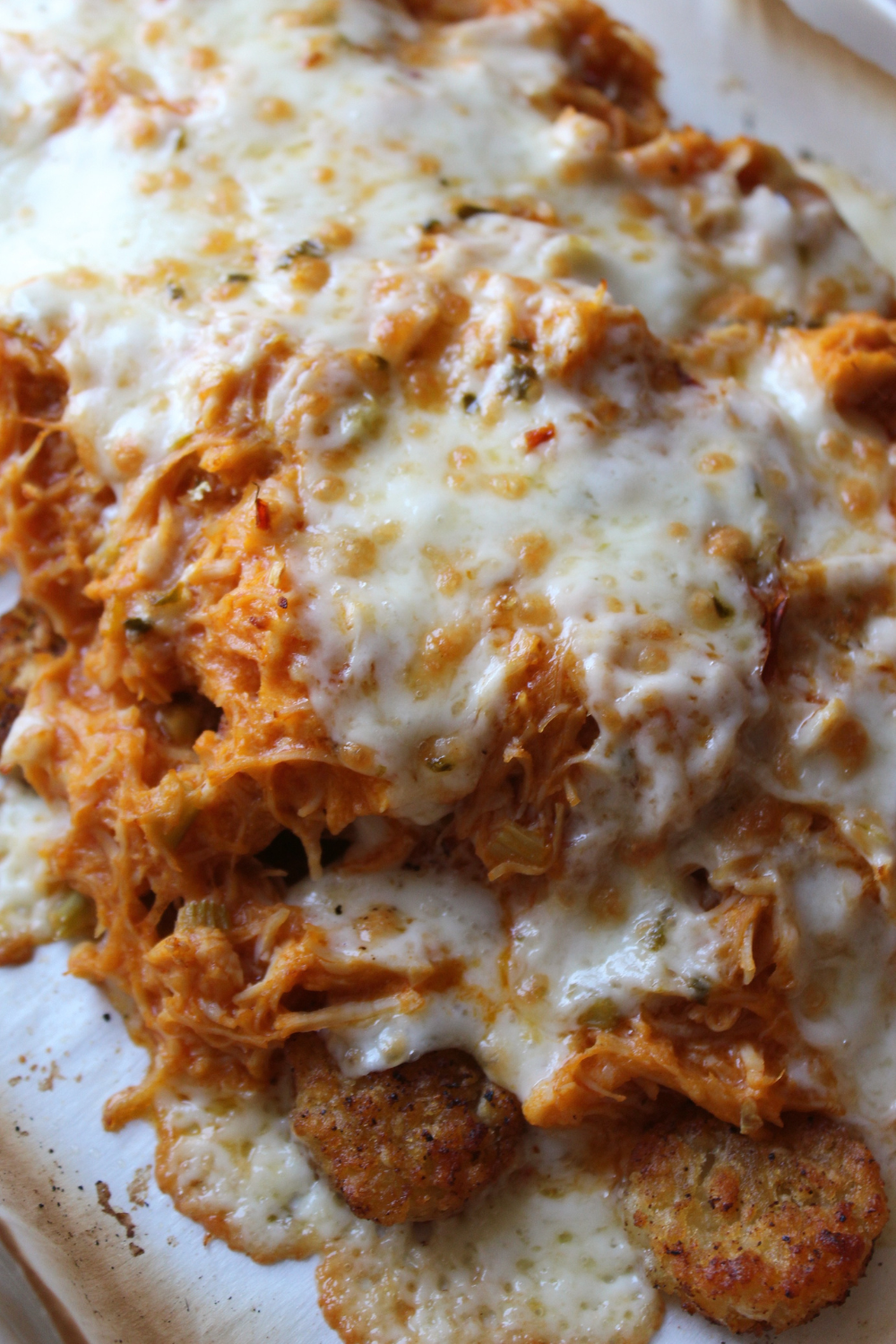 Buffalo Chicken Totchos Tater Tot Nachos with Blue Cheese Dressing Best Football Food Recipes My Farmhouse Table