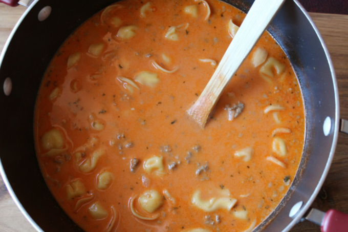 Tomato Tortellini Soup with Sausage Creamy Crockpot Easy Slow Cooker Weeknight Meal My Farmhouse Table