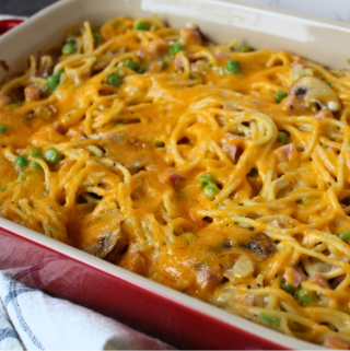 Leftover Ham Tetrazzini Casserole Easy Recipe Simple Creamy Ham Tetrazzini with Peas My Farmhouse Table