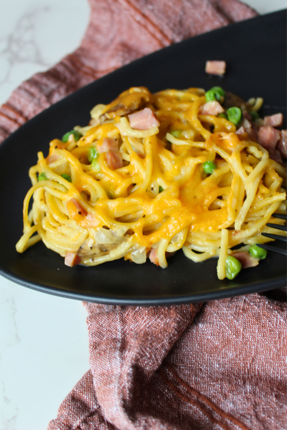 Leftover Ham Tetrazzini Casserole Easy Recipe Simple Creamy Ham Tetrazzini with Peas My Farmhouse Table