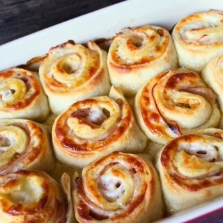 Baked Ham and Cheese Roll Ups Easy and Quick Weeknight Kid-Friendly Hot Meals Made with Pizza Dough March Madness Tailgate Recipes My Farmhouse Table