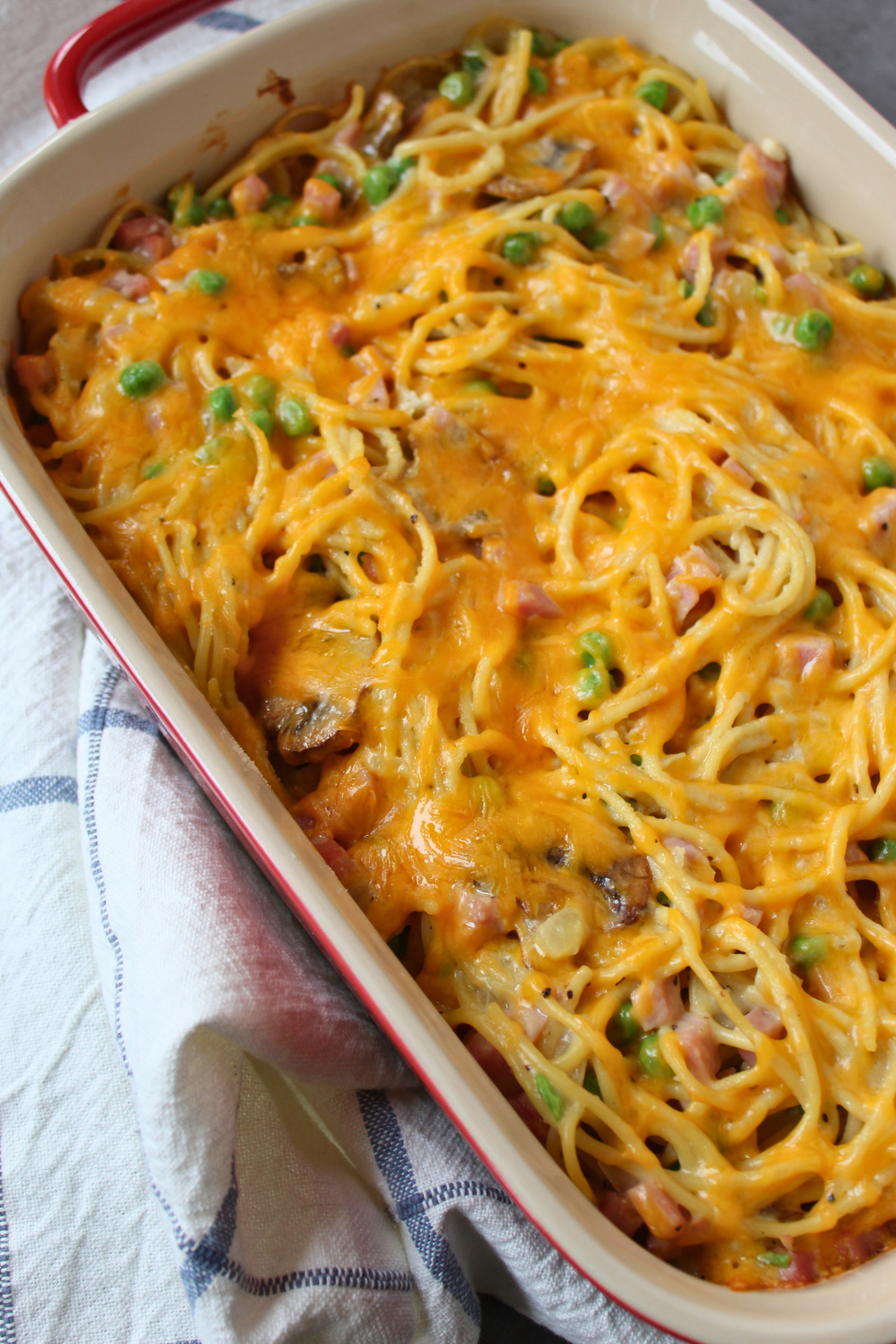 Leftover Ham Tetrazzini Casserole Easy Recipe Simple Creamy Ham Tetrazzini with Peas My Farmhouse Table