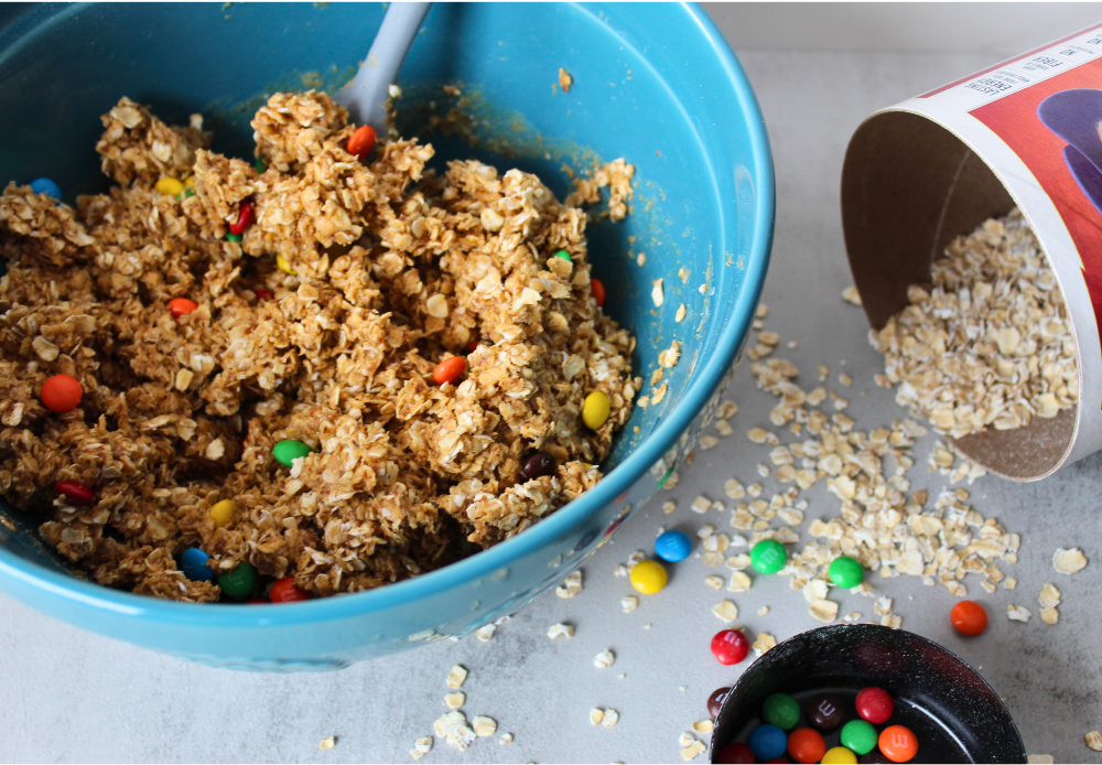 Monster Cookie Protein Balls Oatmeal Peanut Butter and Flaxseed Meal Easy Recipe My Farmhouse Table