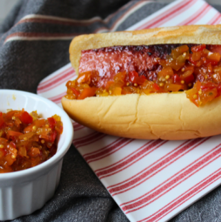 Quick Pepper Relish Recipe Simple and Easy Sweet and Spicy Pepper Sausages and Hot Dogs My Farmhouse Table