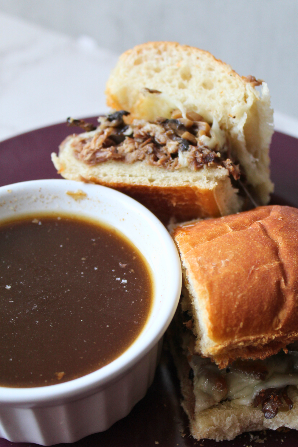 Crockpot French Dip Sandwiches The Best Recipe for Beef Roast Perfect Slow Cooker French Dips My Farmhouse Table
