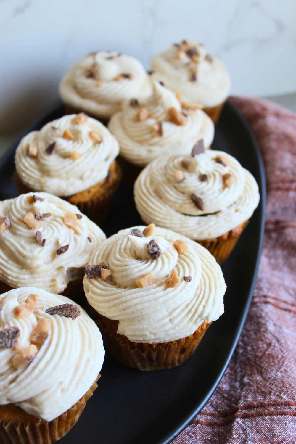 Toffee Pumpkin Cupcakes Recipe Easy Fall Desserts Caramel Crunch Pumpkin Cake Pumpkin Spice Cupcakes with Cinnamon Cream Cheese Frosting My Farmhouse Table