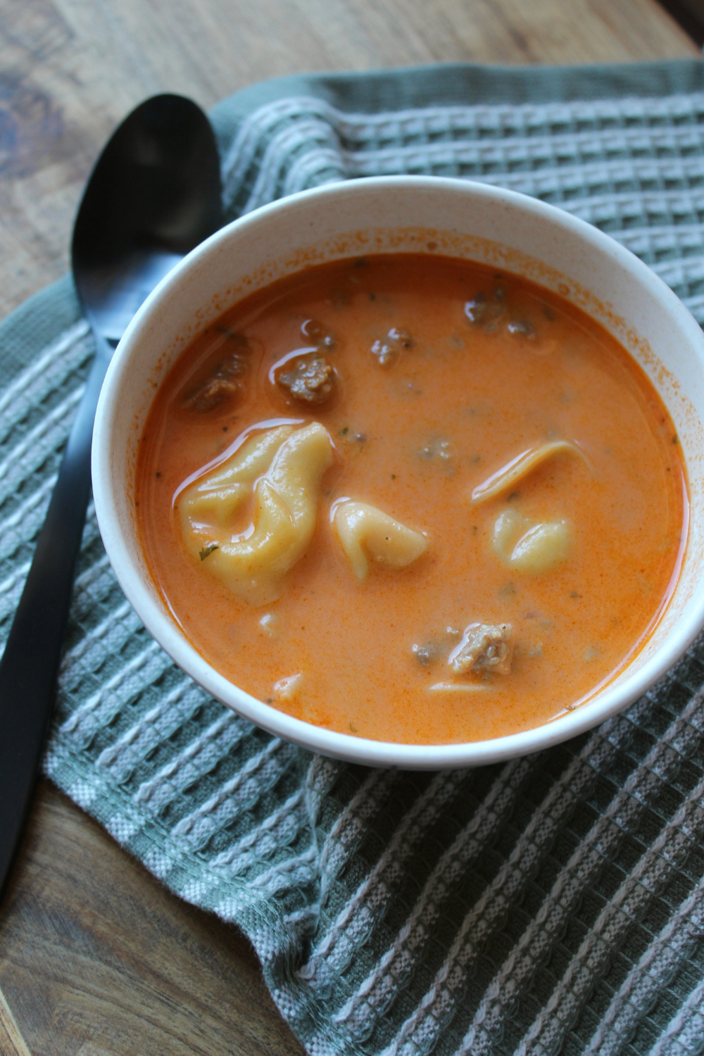 Tomato Tortellini Soup with Sausage Creamy Crockpot Easy Slow Cooker Weeknight Meal My Farmhouse Table